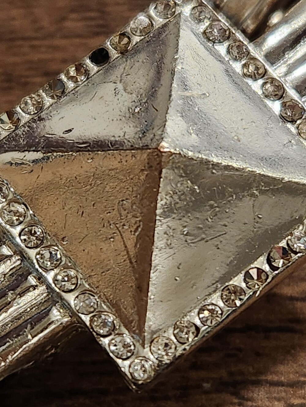 Silver-Tone Pyramid Link Necklace and Bracelet Set - Picture 11 of 12